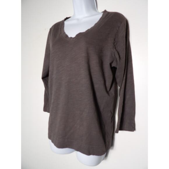 Fresh Produce Medium Top Shirt Gray V Neck Basic Long Sleeve Solid Core - Picture 2 of 11
